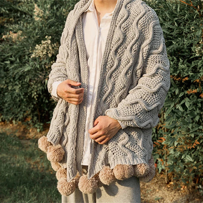 DecorBites™ Elegant Chenille Pompons Throw Blanket