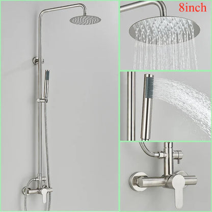 DecorBites™ Brushed Nickel Rainfall Shower System with Hot Cold Mixer for Wall Mount