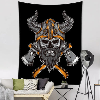 Decobites Viking Person Head Tapestry Psychedelic Wall Hanging for Bohemian Room Decor