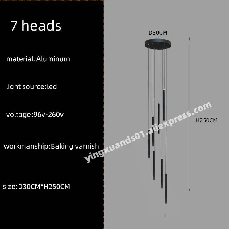 DecorBites™ LED Chandelier Stairs Pendant Ceiling Lamp for Hotel Lobby Decor