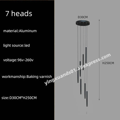 DecorBites™ LED Chandelier Stairs Pendant Ceiling Lamp for Hotel Lobby Decor