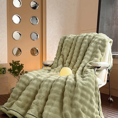 DecorBites™ Cozy Bubble Faux Rabbit Fur Blanket: Warm Sofa & Bed Cover for All Seasons