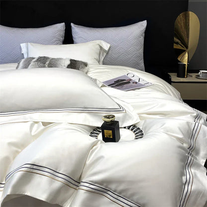 Decobites Luxury Pearl White 1000TC Egyptian Cotton Bedding Set