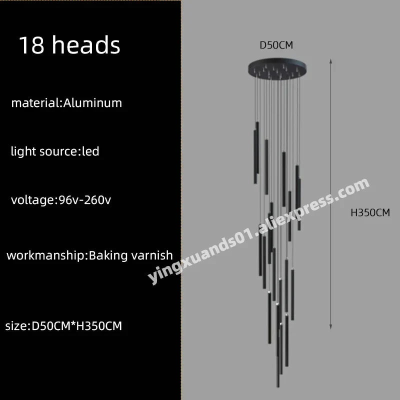 DecorBites™ LED Chandelier Stairs Pendant Ceiling Lamp for Hotel Lobby Decor