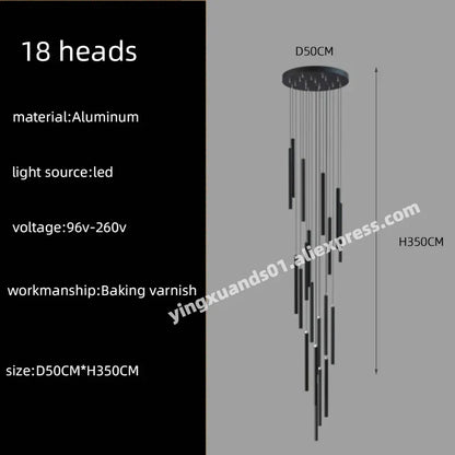 DecorBites™ LED Chandelier Stairs Pendant Ceiling Lamp for Hotel Lobby Decor