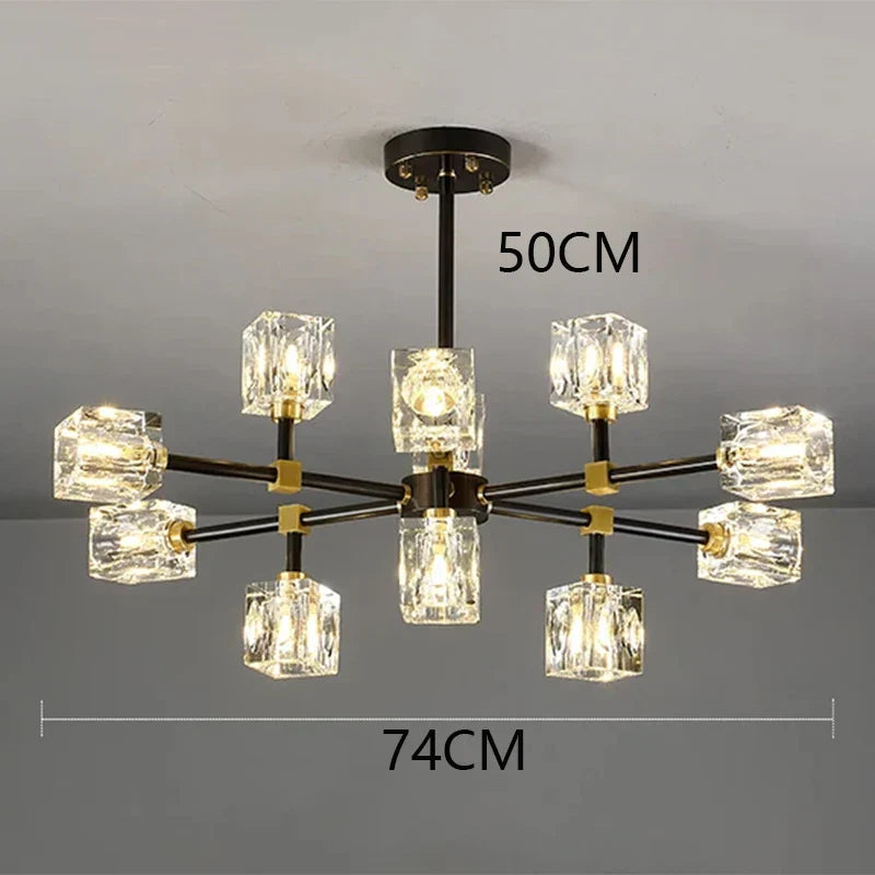 DecorBites™ Crystal Chandelier Pendant Light for Living Room Bedroom Ceiling, Luxury Indoor Lighting