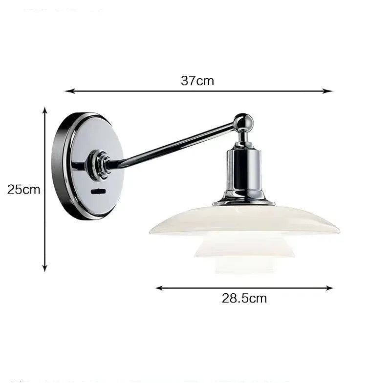 DecorBites™ Glass Wall Lamp Danish Design Chrome Light E27 for Home Decor & Living Room