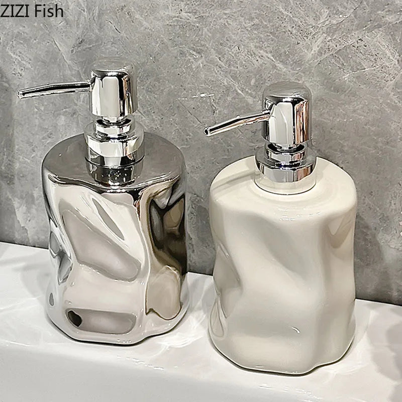 DecorBites™ Wrinkle Ceramic Soap Dispenser Pump Bathroom Lotion Bottle Accessories