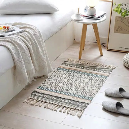 DecorBites™ Bohemian Tassel Rug - Retro Hand Woven Carpet for Home Decor