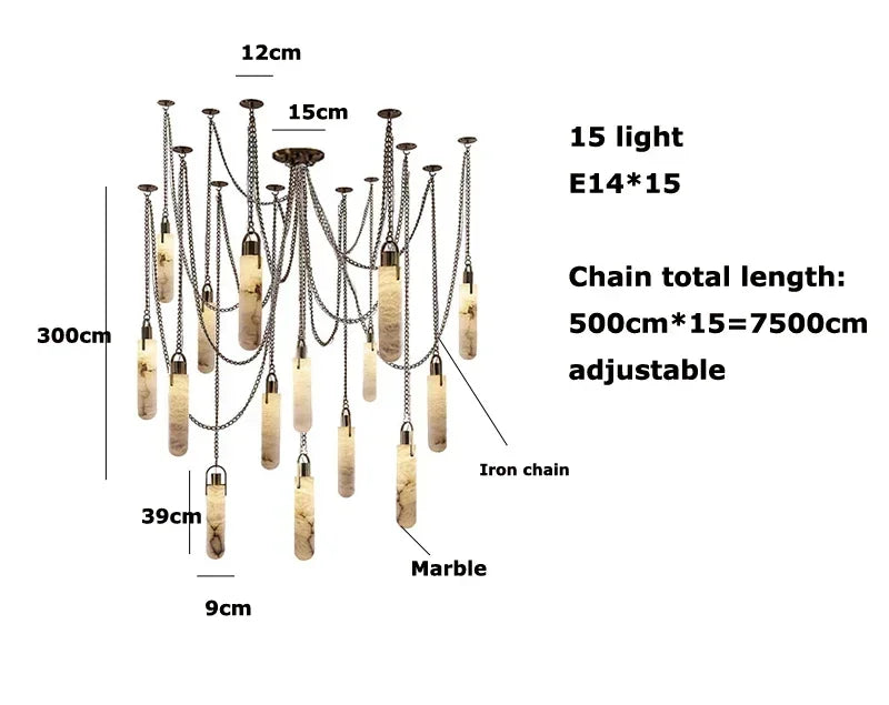Chandelier LED de Cromo Dorado Decorbites™ para Comedor - Diseño de Mármol 2025
