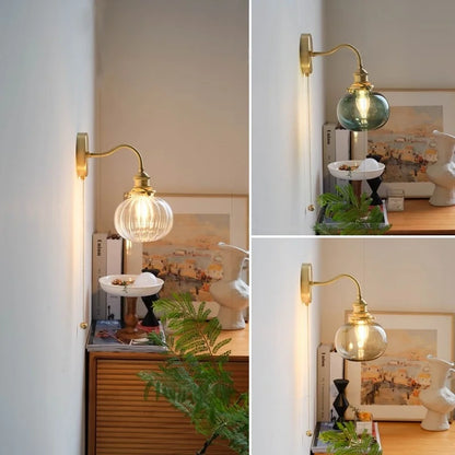 DecorBites™ Green Class Ball LED Wall Light Fixture, Copper Socket, Pull Chain Switch