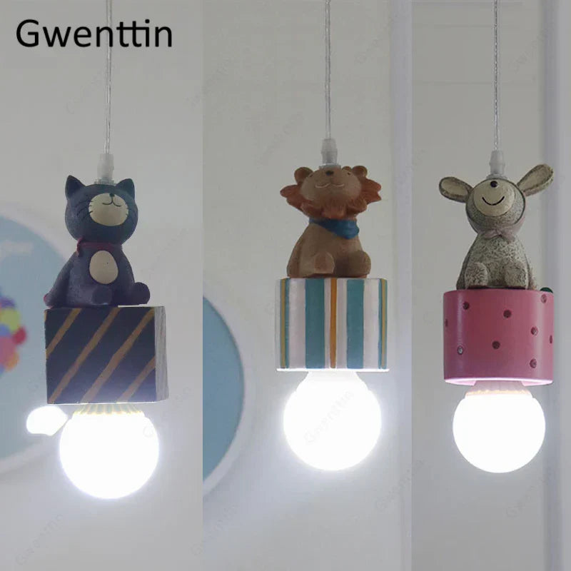 Lámpara colgante de animal para niños Decorbites™: Conejo León Gato luz LED de techo