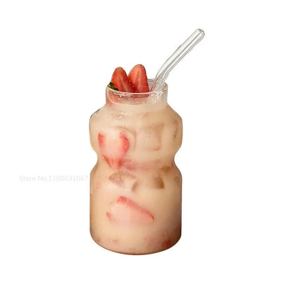 Vasos de vidrio borosilicato DecorBites™ para leche, jugo, té y café: resistentes al calor y con estilo.