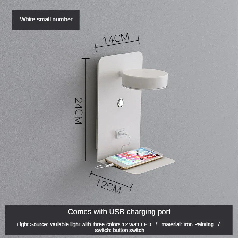 DecorBites™ LED Shelf Wall Lamp with USB Charging Port & Switch