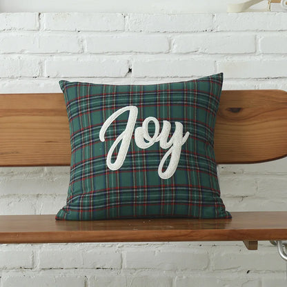 DecorBites™ Christmas Letter Embroidery Plaid Cushion Cover Set