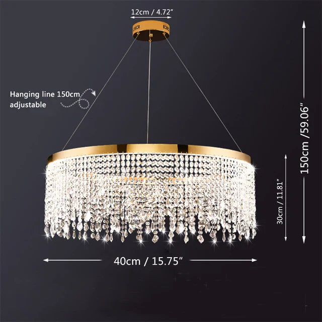 DecorBites™ Crystal Chandelier Pendant Light LED Fixture for Living Dining Room Glamorous Home Decor