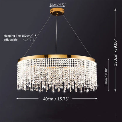 DecorBites™ Crystal Chandelier Pendant Light LED Fixture for Living Dining Room Glamorous Home Decor