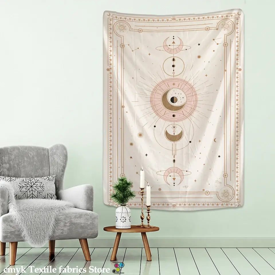 DecorBites™ Pink Planet Tarot Tapestry Wall Hanging Psychedelic Witchcraft Mystic Hippie Tapiz Art Boho Home Decor