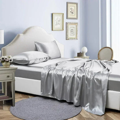 Satin Luxury Bed Sheet Set by Decobites: Soft Silky Sheets for King/Queen Size Bed