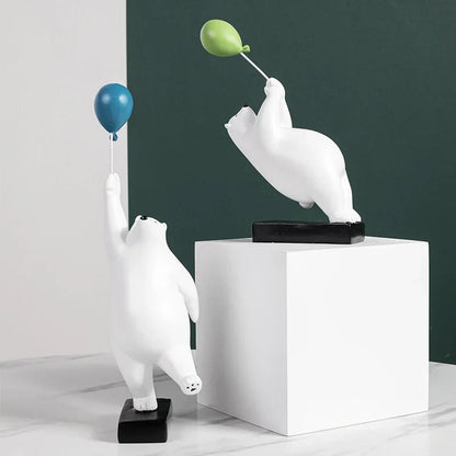 DecorBites™ Flying Bear Balloon Figurines: Modern Home Wall Decoration & Gift