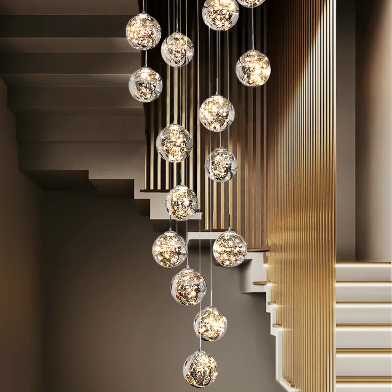 Modern Glass Bubble Staircase Pendant Chandelier