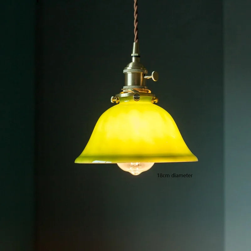 Luces colgantes LED de vidrio verde Decorbites™: Lámpara colgante de estilo vintage japonés-americano