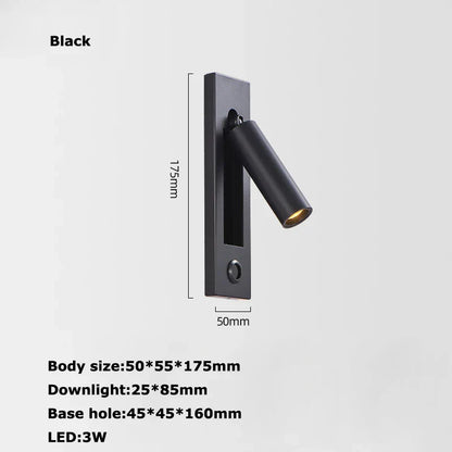 DecorBites™ LED Wall Lamp with Switch, USB Port, Rotatable - Bedroom Reading Light