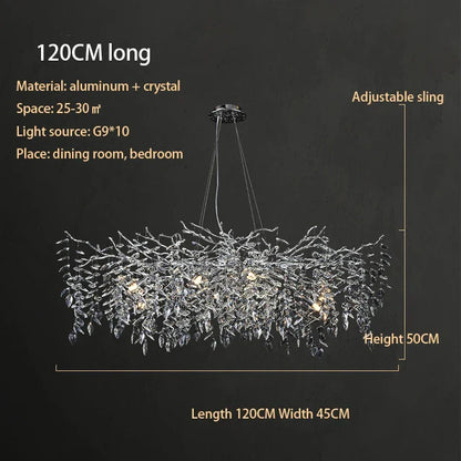 DecorBites™ Crystal Chrome Chandelier: Luxury Pendant Lamp for Living Rooms, Villas, and Restaurants