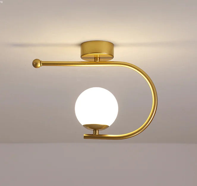 DecorBites™ Gold Glass LED Ceiling Light Simple Home Decor Living Room Bedroom Fixture