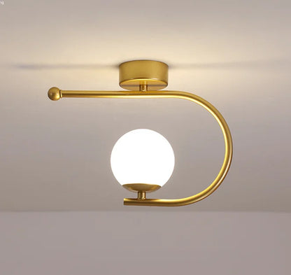 DecorBites™ Gold Glass LED Ceiling Light Simple Home Decor Living Room Bedroom Fixture