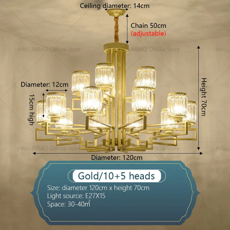 DecorBites™ Crystal Chandelier: Modern Luxury Main Light for Livingroom, Hall, and Restaurant