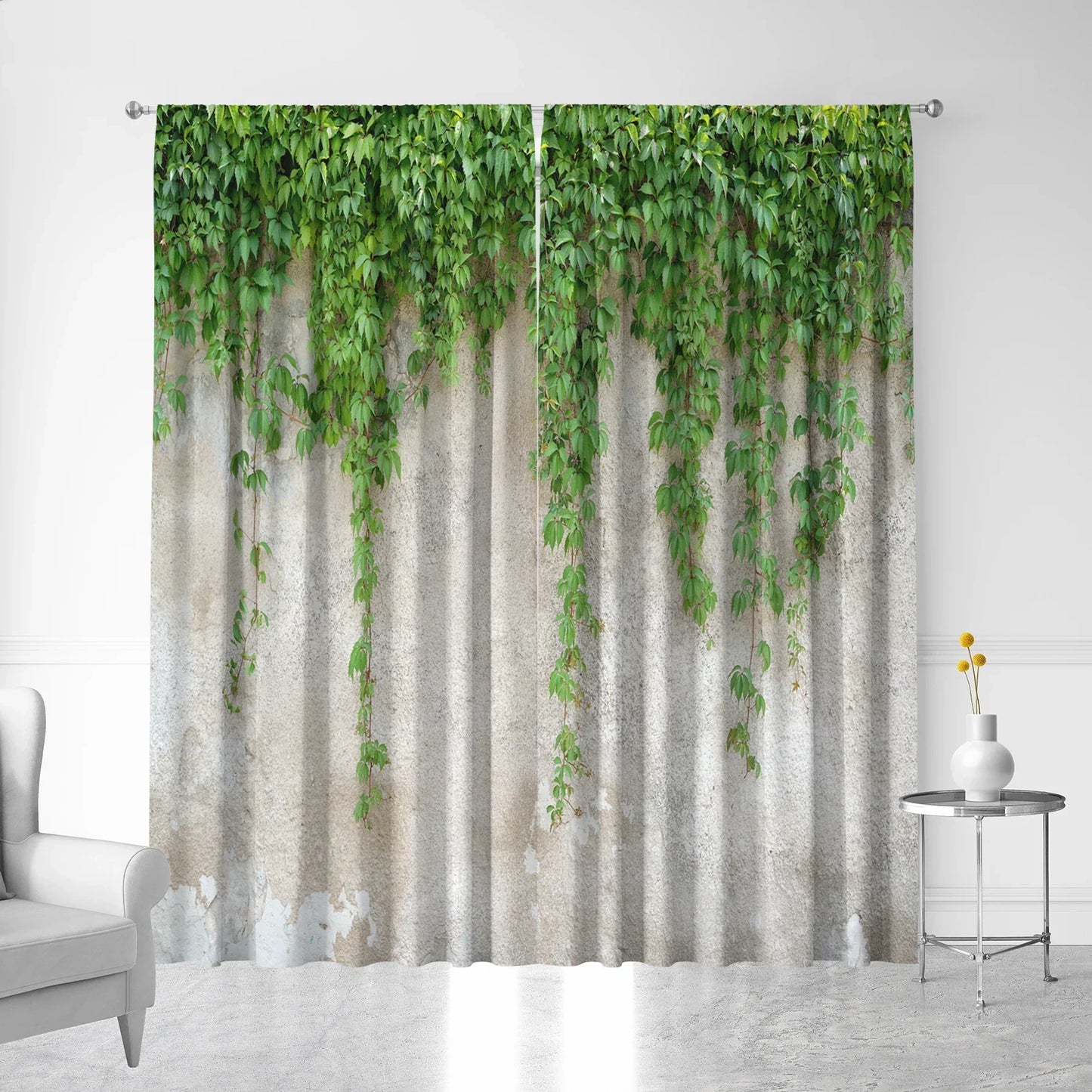 Decobites Green Leaf Plant Printed Curtains for Home Decoration and Modern Vibes