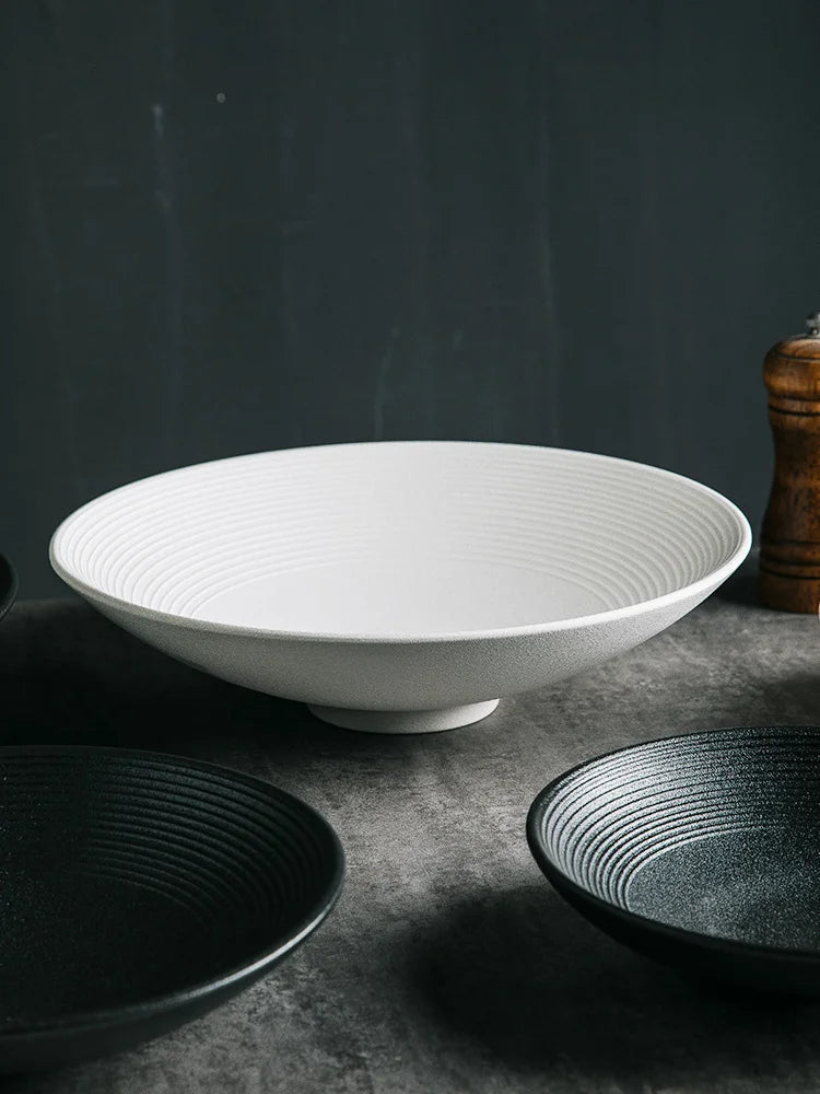 أطباق حساء نودلز خزفية مطلية بطبقة من ديكور بايتس™ - مجموعة من 4 قطع