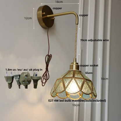 DecorBites™ مصباح حائط LED زجاجي كهرماني حديث لغرفة النوم ومصباح قراءة