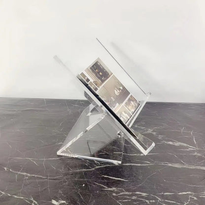 DecorBites™ Acrylic Geometric Bookshelf Magazine Rack Desktop Organizer Home Decor Storage