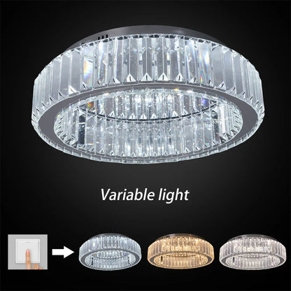 DecorBites™ Big Crystal Round LED Chandelier Dimmable Ceiling Light with Remote