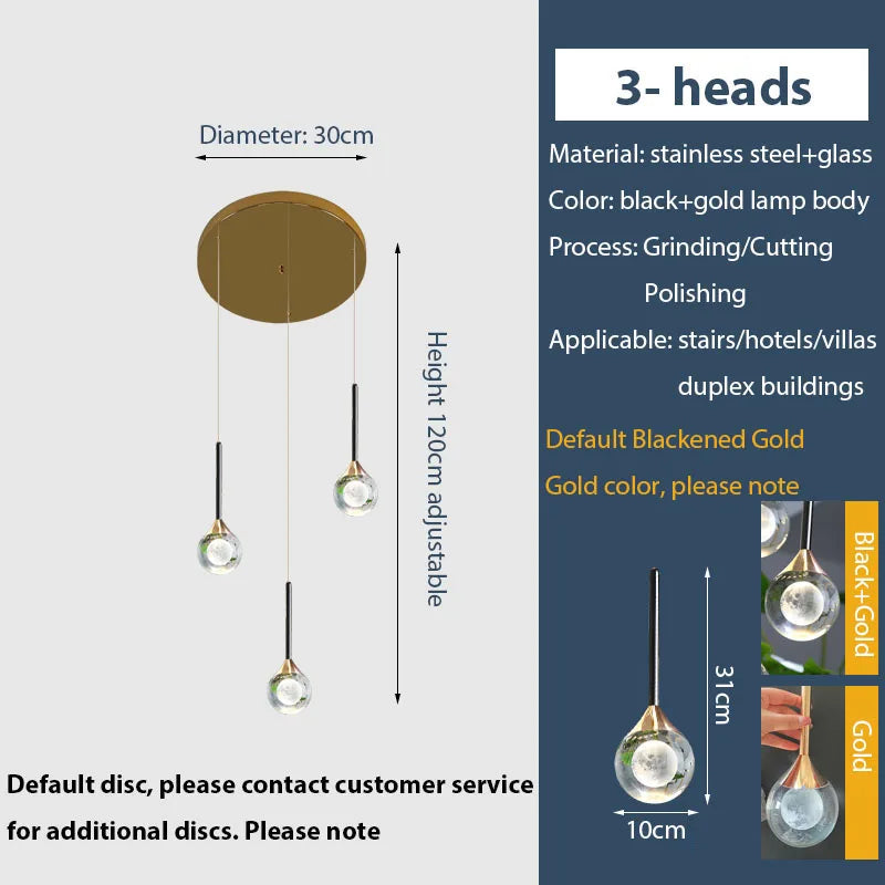Chandelier de gotas de lluvia de cristal dorado Decorbites™ para escalera y vestíbulo
