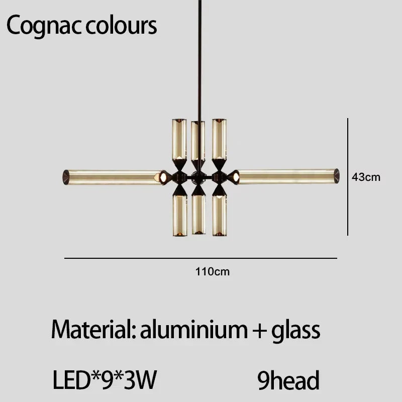 DecorBites™ Glass Tube Chandelier: Modern LED Pendant Lamp for Living Room, Bedroom, Cafe, and Dining Room.