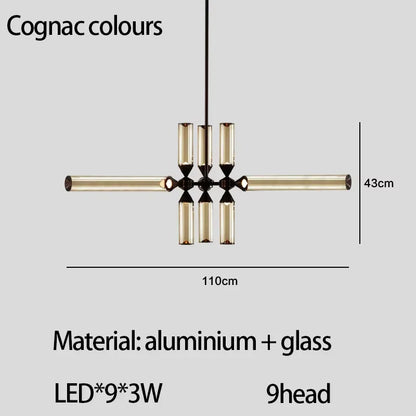 DecorBites™ Glass Tube Chandelier: Modern LED Pendant Lamp for Living Room, Bedroom, Cafe, and Dining Room.