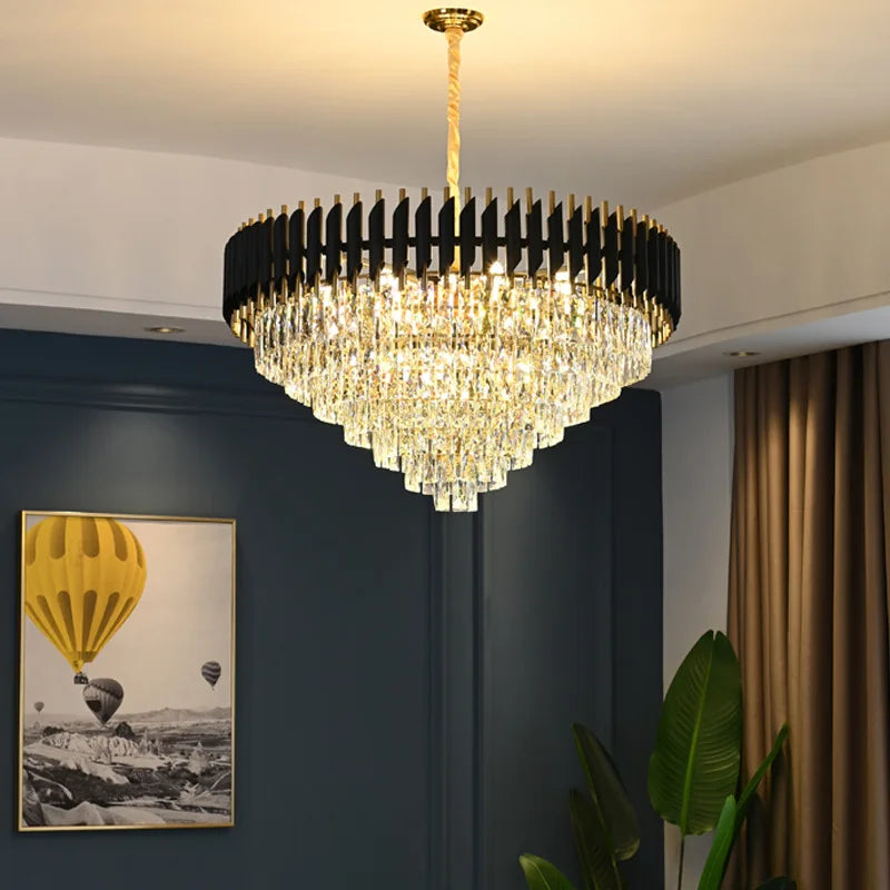 Lámpara colgante LED de cristal DecorBites™: Iluminación moderna y lujosa en negro para la decoración del hogar