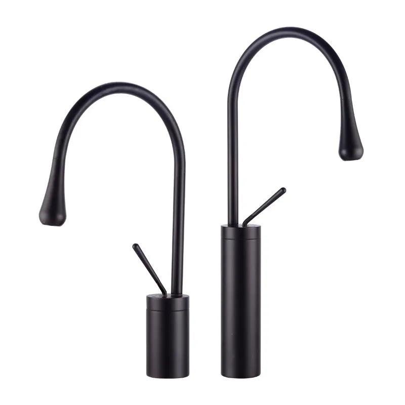 صنبور حوض حمام من نحاس عتيق من DecorBites™، خلاط حوض أسود ساخن وبارد، رافعة مياه للمطبخ