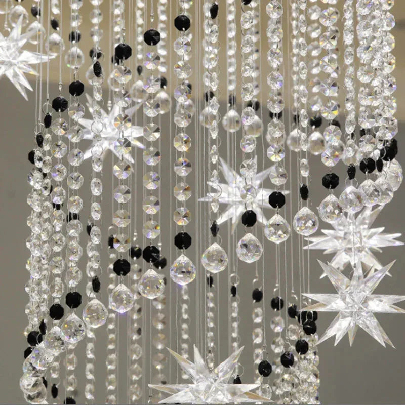DecorBites™ Crystal Star LED Chandelier for Villa Staircase & Living Room Lighting