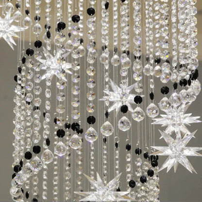 DecorBites™ Crystal Star LED Chandelier for Villa Staircase & Living Room Lighting