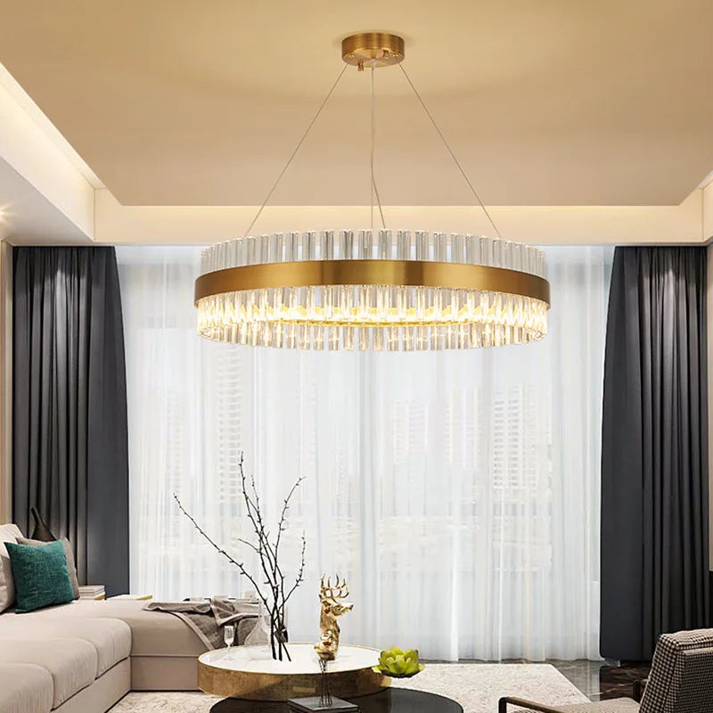 Decorbites™ Lámpara de Araña de Cristal Dorado: Iluminación LED de Lujo Moderna para Comedor, Sala de Estar y Dormitorio