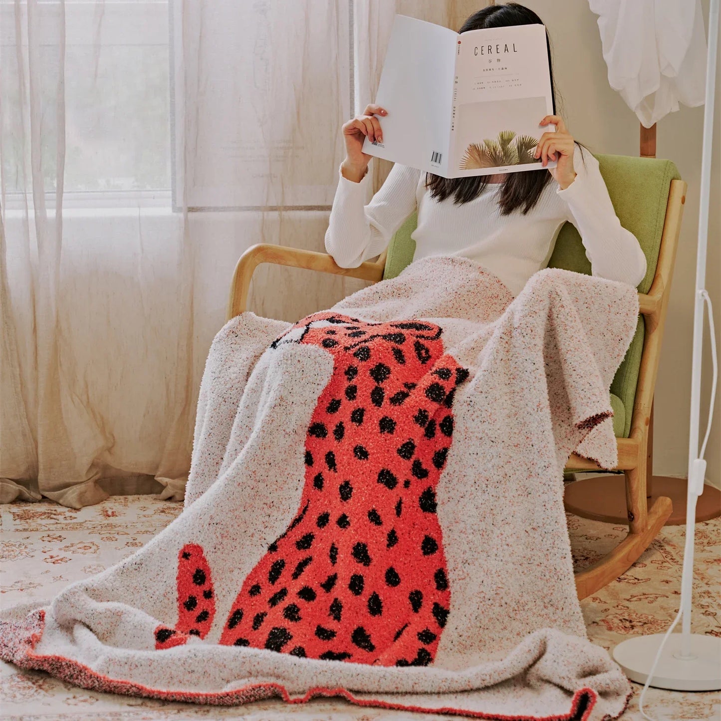 DecorBites™ Hairy Furry Leopard Pattern Blanket