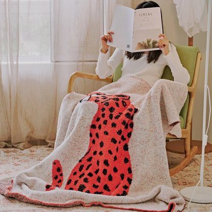 DecorBites™ Hairy Furry Leopard Pattern Blanket