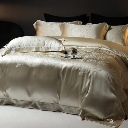 Decobites Silk Jacquard Cotton Luxury Bedding Set with Duvet Cover, Sheets & Pillowcases