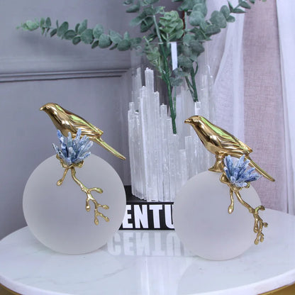 DecorBites™ Golden Bird Brass Sculpture Modern Home Decor Artwork Statue