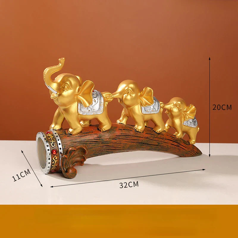 DecorBites™ Elephant Resin Ornament: Elegant Living Room Sculpture & Home Office Decor