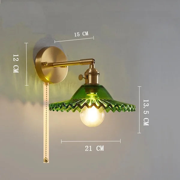 DecorBites™ Clear Glass LED Wall Light Copper Pull Chain Switch Modern Wandlamp